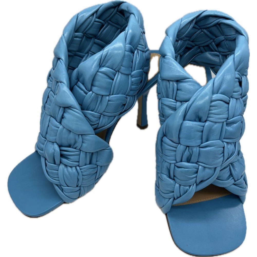 Bottega Veneta Shiny Nappa Intrecciato The Board Sandals Sky Blue EU 39.5/US 9.5